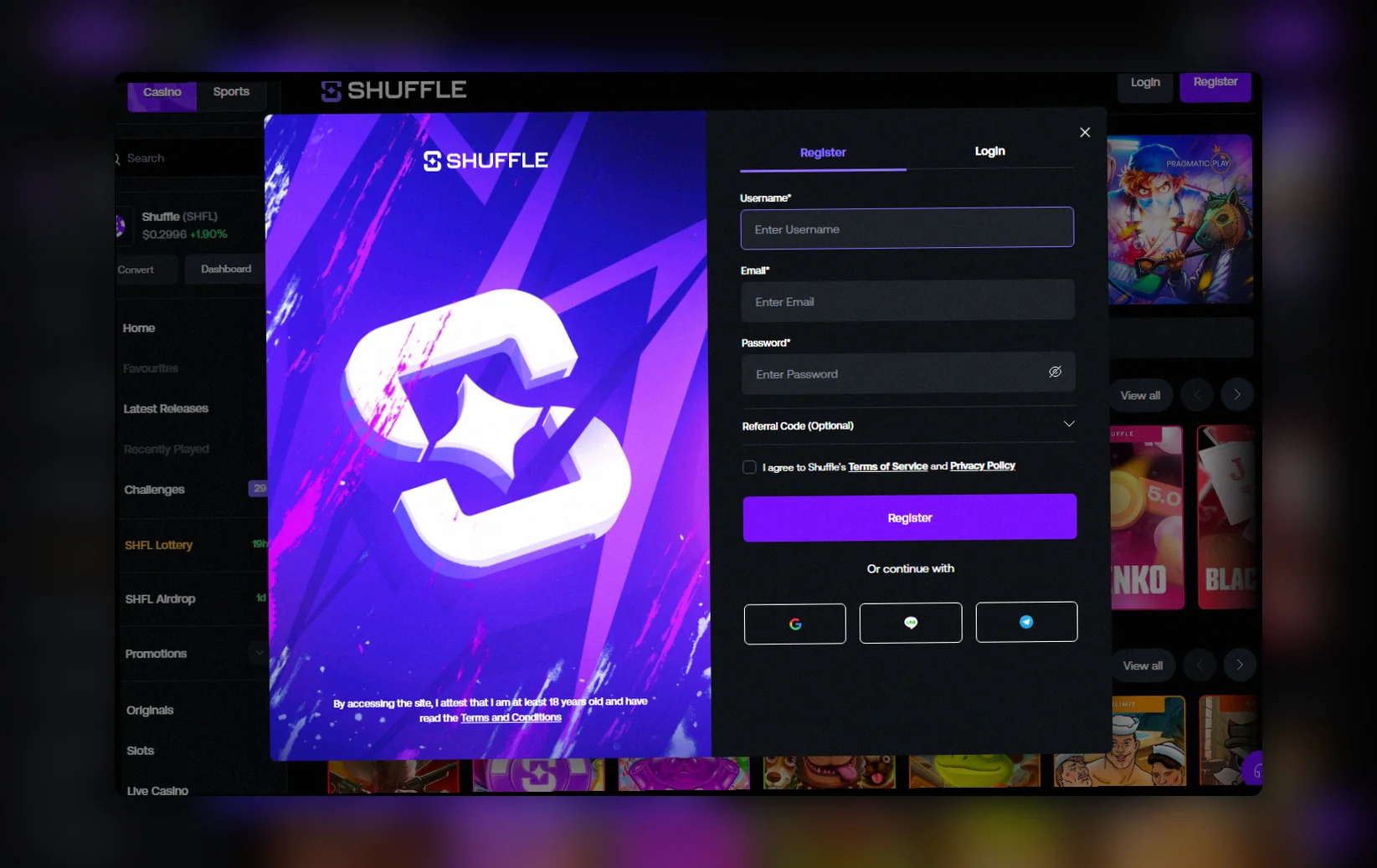 Shuffle Casino wallet United Kingdom